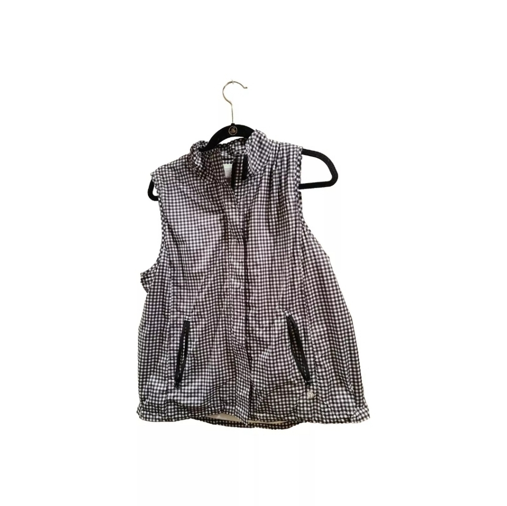 Talbots plaid black and white vest size large